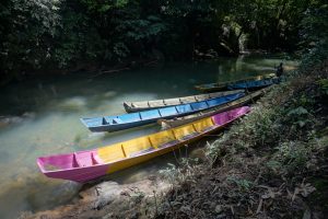 Colourful boats in Giam river, Kuching with Backyard Tour Malaysia