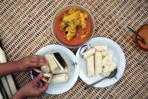 Tea time the local Bidayuh way Pugang with Curry Chicken with Backyard Tour Malaysia
