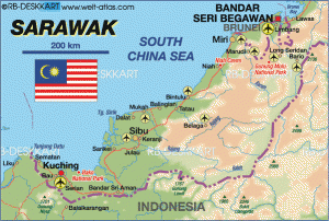 Bario is located at the northen eastern Sarawak (Credit to Welt Atlas.de) with Backyard Tour Malaysia