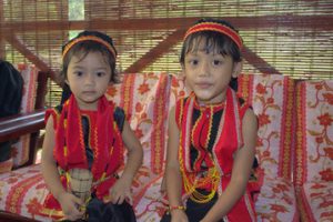 Kids wearing traditional costumes in Kampung Semedang with Backyard Tour Malaysia