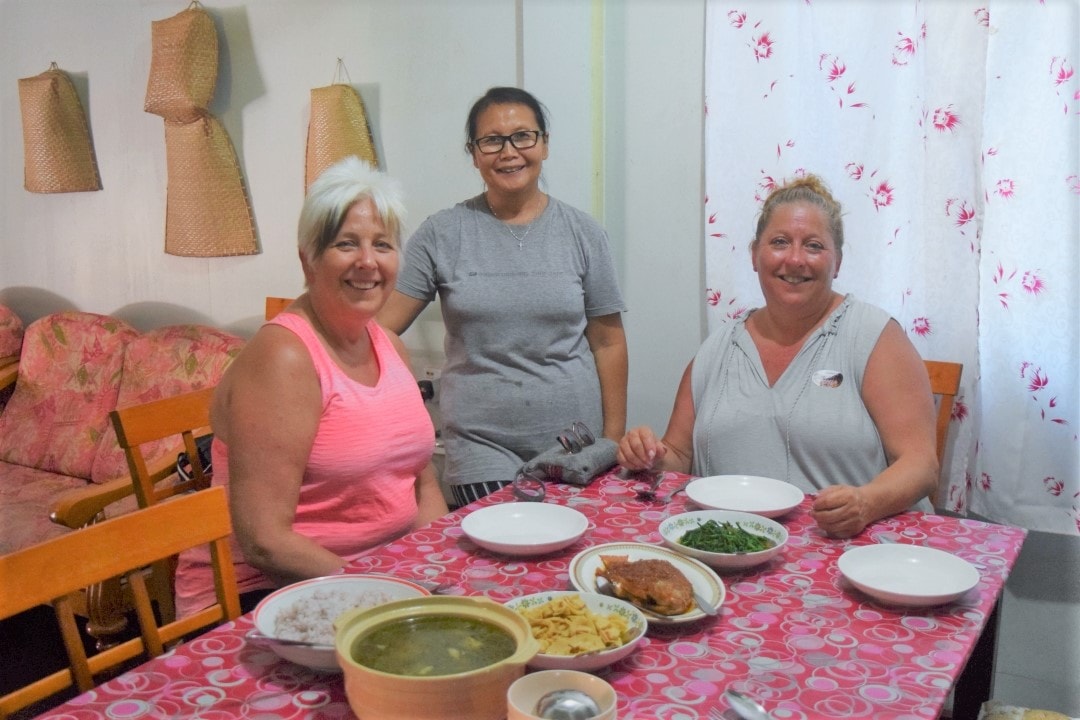 Lunch at Karum Homestay (Madam Karum the host in the middle) - Backyard ...