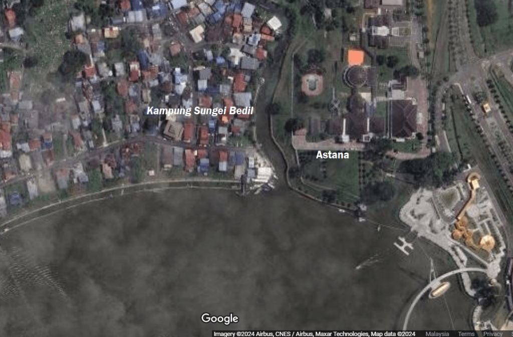 Google Maps showing location of Kampung Sungei Bedil and Astana